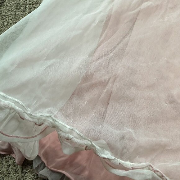 Vtg Double Layer Sheer Chiffon Over Sheath Long Nightgown Floral Strappy 32” B - Picture 15 of 16